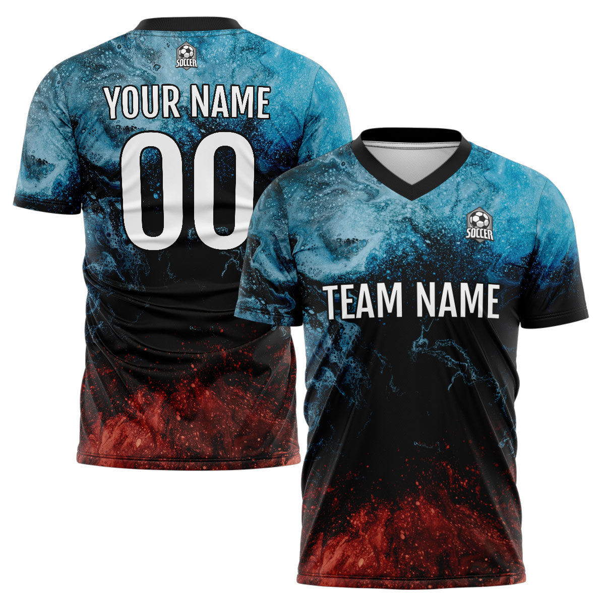 Custom Water and Fire Uniform Jersey Kids Adults Personalized Set Jersey Shirt