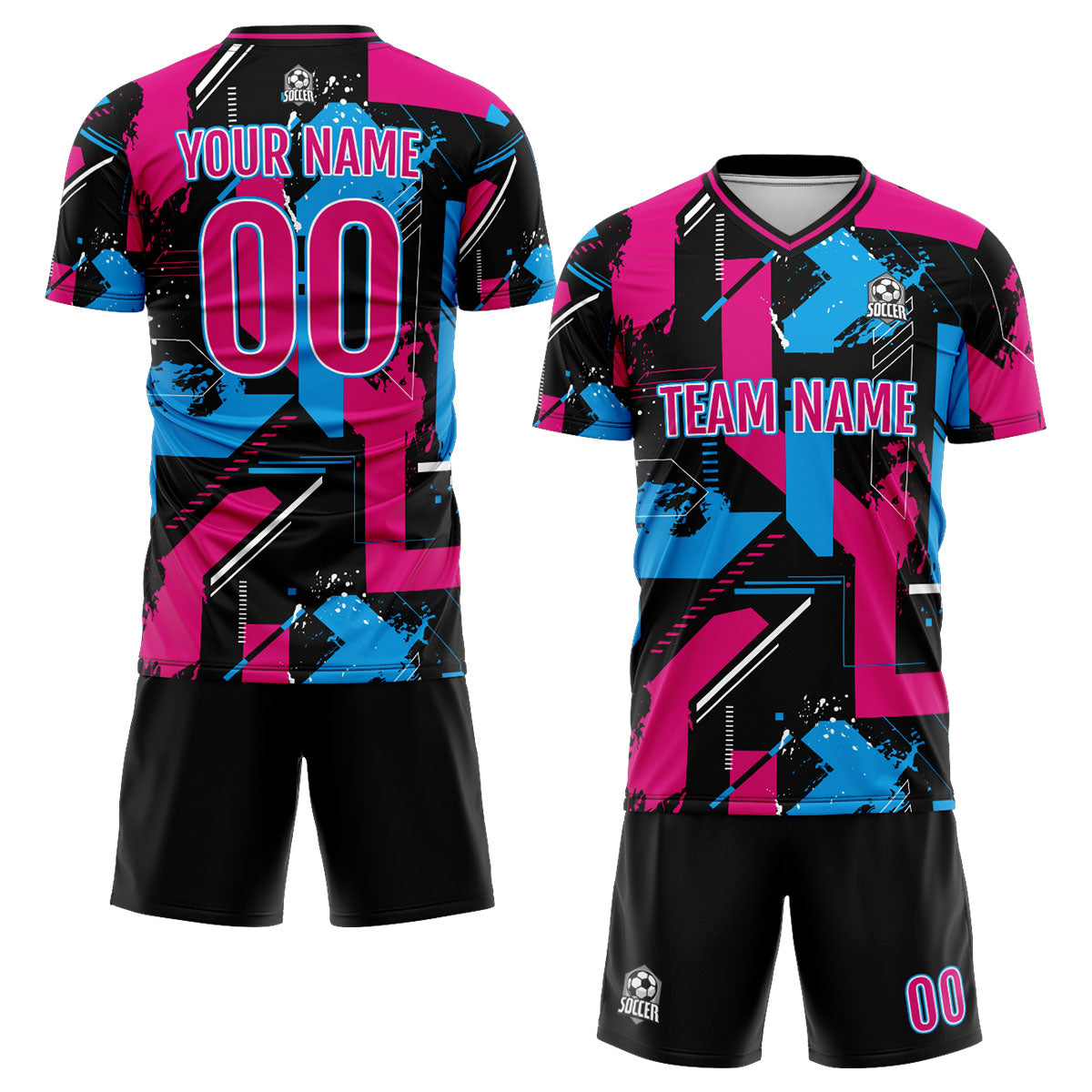 Custom Pink Light Blue Uniform Jersey Kids Adults Personalized Set Jersey Shirt