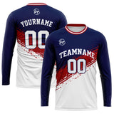 Custom Basketball Soccer Football Shooting Long T-Shirt for Adults and Kids Navy&White