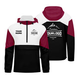 Custom Crimson White Black Windproof Softshell  Hooded Jacket - Lightweight Full - Zip, Full Print Logos & Texts