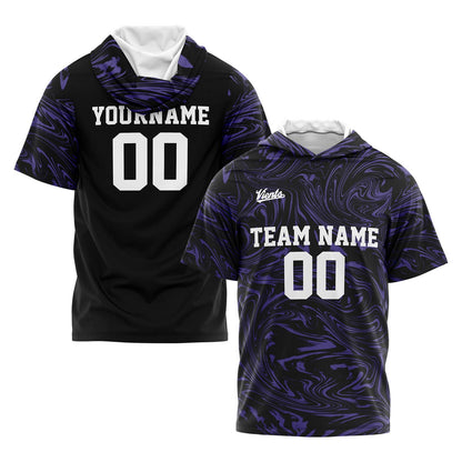 Custom Black Purple Short Sleeve Hoodies for Men Women Shirts with Hoods Printed Name Logo