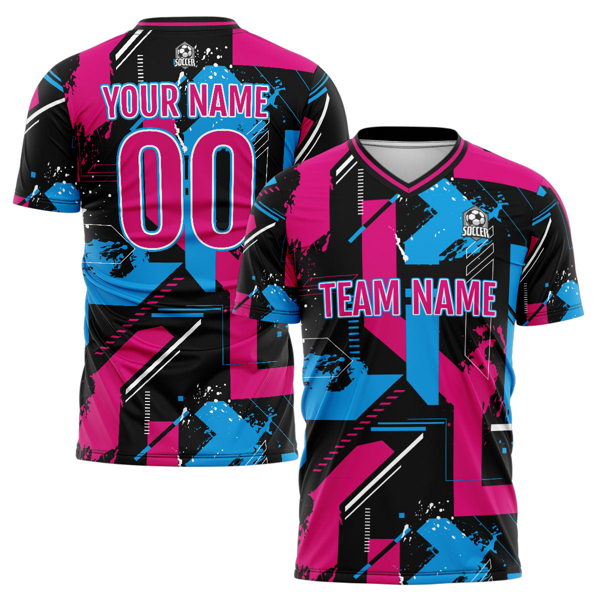 Custom Pink Light Blue Uniform Jersey Kids Adults Personalized Set Jersey Shirt