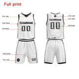 Custom White Basketball Jersey Uniform Suit Printed Your Logo Name Number