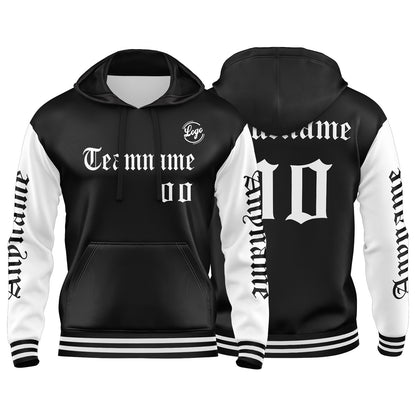 Custom White Black Sweatshirt Hoodie For Men Women Girl Boy Print Your Logo Name Number
