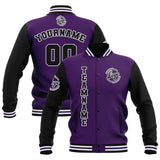 Custom Black Purple White Waterproof Varsity Jackets Personalized Stitched Name Number Logo to Letterman Jackets