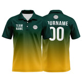 Custom Green Yellow Football Gradient Polo Shirts  Add Your Unique Logo/Name/Number