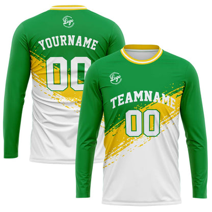 Custom Basketball Soccer Football Shooting Long T-Shirt for Adults and Kids Green&White