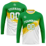 Custom Basketball Soccer Football Shooting Long T-Shirt for Adults and Kids Green&White