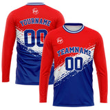 Custom Basketball Soccer Football Shooting Long T-Shirt for Adults and Kids Red&Royal