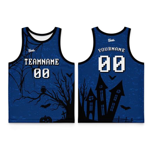 Custom Blue Black Thin Strap Basketball Jersey - Breathable Mesh Training Uniform for Adults & Youth