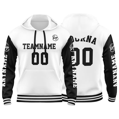 Custom White Black Sweatshirt Hoodie For Men Women Girl Boy Print Your Logo Name Number