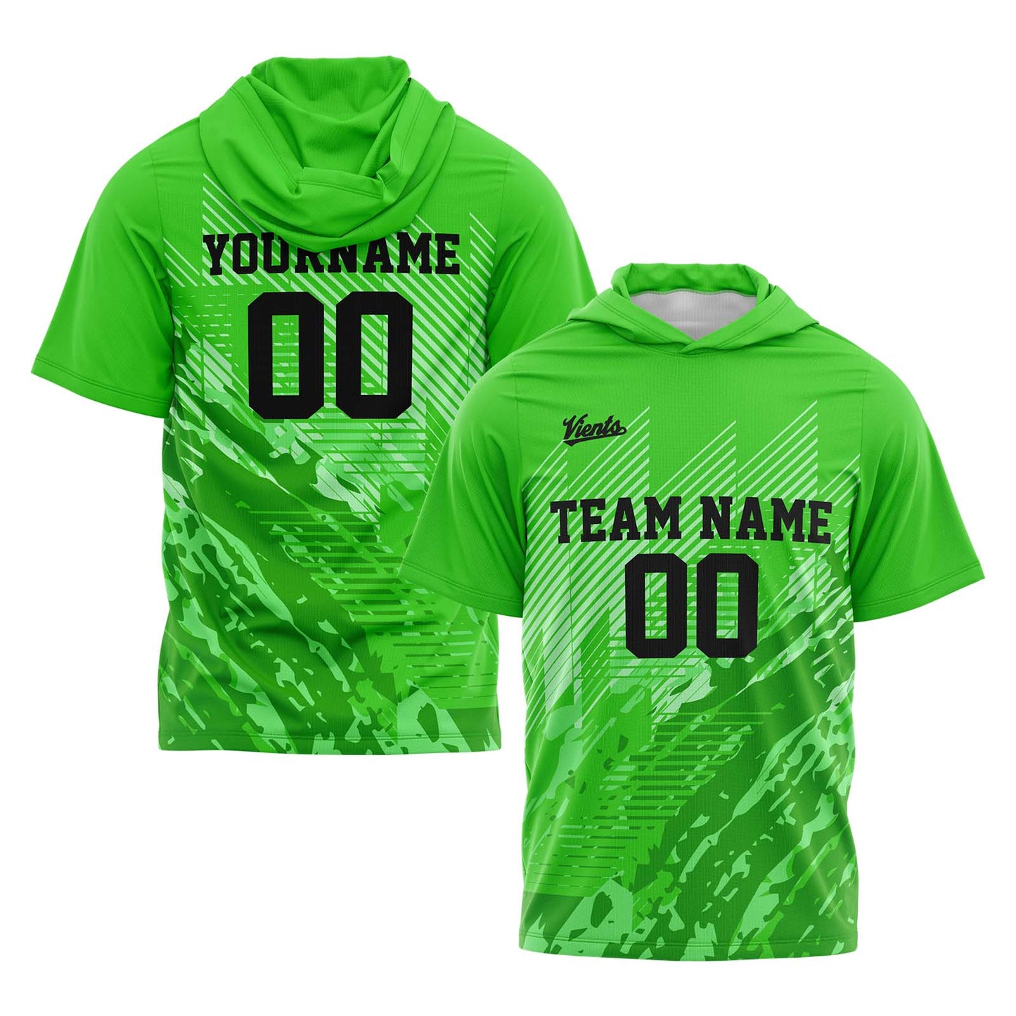Custom Green Short Sleeve Hoodies for Men Women Shirts with Hoods Printed Name Logo