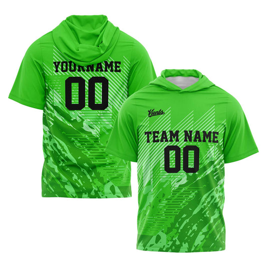 Custom Green Short Sleeve Hoodies for Men Women Shirts with Hoods Printed Name Logo