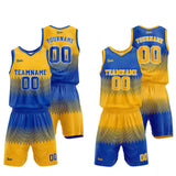 Custom Reversible Basketball Suit for Adults and Kids Blue-Yellow