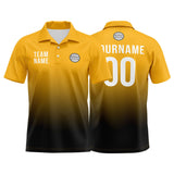 Custom Yellow Black Football Polo Shirts  Add Your Unique Logo/Name/Number