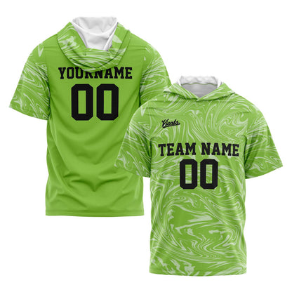 Custom Green Short Sleeve Hoodies for Men Women Shirts with Hoods Printed Name Logo