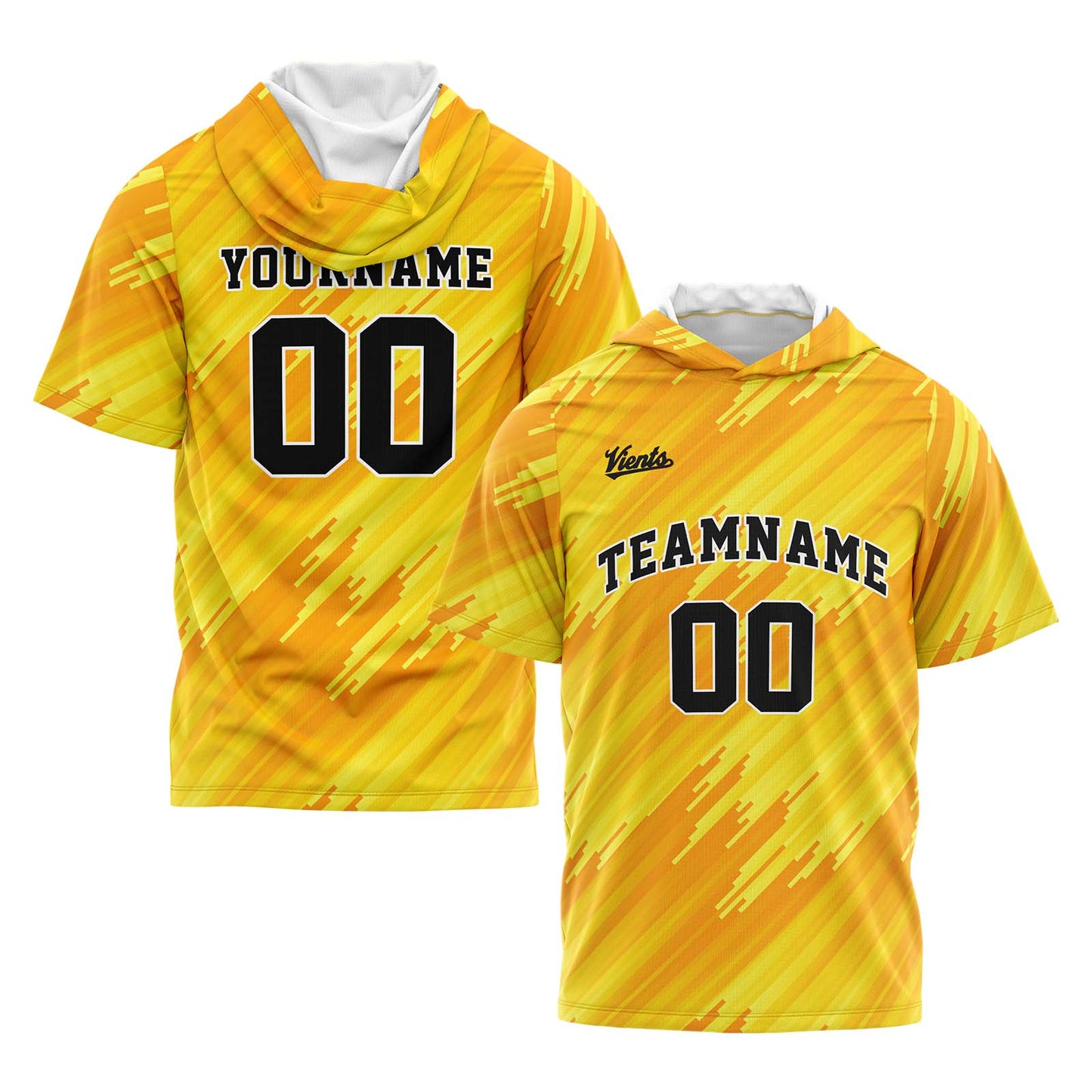 Custom Yellow Short Sleeve Hoodies for Men Women Shirts with Hoods Printed Name Logo
