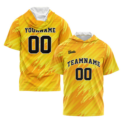Custom Yellow Short Sleeve Hoodies for Men Women Shirts with Hoods Printed Name Logo