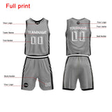 Custom Gray Basketball Jersey Uniform Suit Printed Your Logo Name Number