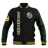 Custom Black Drak Green Yellow Waterproof Varsity Jackets Personalized Stitched Name Number Logo to Letterman Jackets