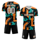 Custom Aqua Orange Uniform Jersey Kids Adults Personalized Set Jersey Shirt