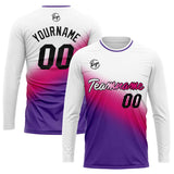 Custom Basketball Soccer Football Shooting Long T-Shirt for Adults and Kids White&Purple