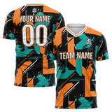 Custom Aqua Orange Uniform Jersey Kids Adults Personalized Set Jersey Shirt