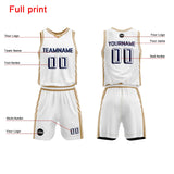 Custom White Basketball Jersey Uniform Suit Printed Your Logo Name Number
