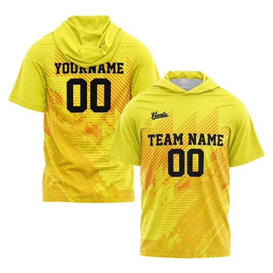 Custom Yellow Short Sleeve Hoodies for Men Women Shirts with Hoods Printed Name Logo
