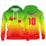 Custom Gradient Hoodie For Man Woman Girl Boy Print Your Logo Name Number Green Yellow Red