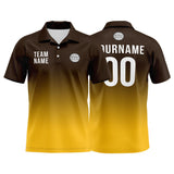 Custom Brown Yellow Football Polo Shirts  Add Your Unique Logo/Name/Number