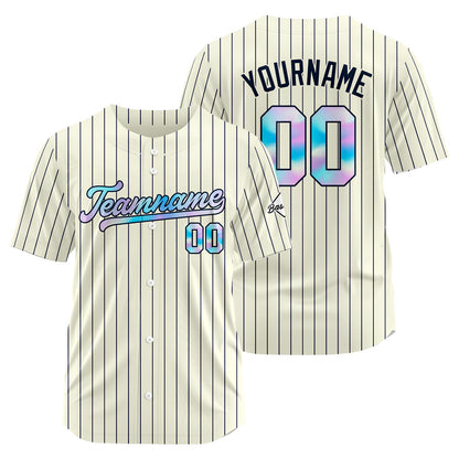 Custom Stripe-Cream Navy Baseball Jersey Stitched Design Personalized Hip Hop Baseball Shirts