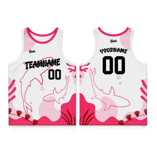 Custom White Pink Thin Strap Basketball Jersey - Breathable Mesh Training Uniform for Adults & Youth
