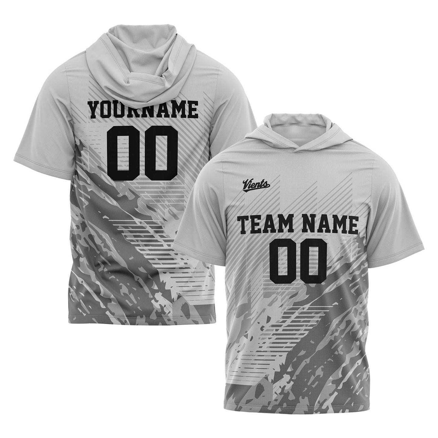 Custom Grey Short Sleeve Hoodies for Men Women Shirts with Hoods Printed Name Logo