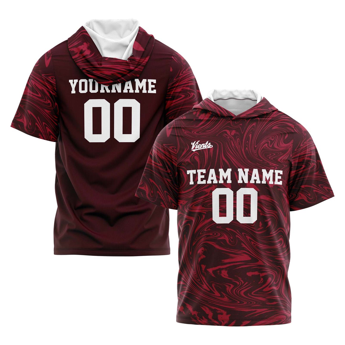 Custom Burgundy Short Sleeve Hoodies for Men Women Shirts with Hoods Printed Name Logo