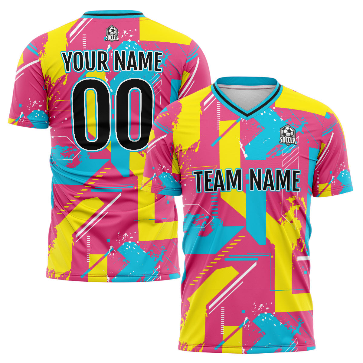 Custom Pink Yellow Uniform Jersey Kids Adults Personalized Set Jersey Shirt