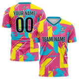 Custom Pink Yellow Uniform Jersey Kids Adults Personalized Set Jersey Shirt