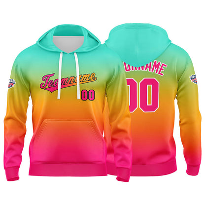 Custom Gradient Hoodie For Man Woman Girl Boy Print Your Logo Name Number Green Orange Pink