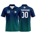 Custom Navy Green Football Gradient Polo Shirts  Add Your Unique Logo/Name/Number