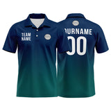 Custom Navy Green Football Gradient Polo Shirts  Add Your Unique Logo/Name/Number
