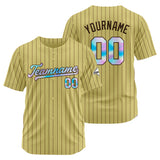 Custom Stripe-Gold Brown Baseball Jersey Stitched Design Personalized Hip Hop Baseball Shirts