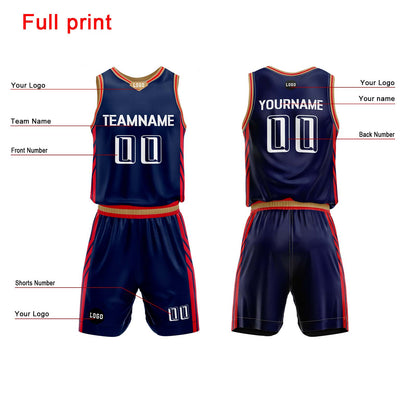Custom Navy Blue Basketball Jersey Uniform Suit Printed Your Logo Name Number
