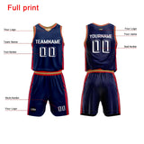 Custom Navy Blue Basketball Jersey Uniform Suit Printed Your Logo Name Number