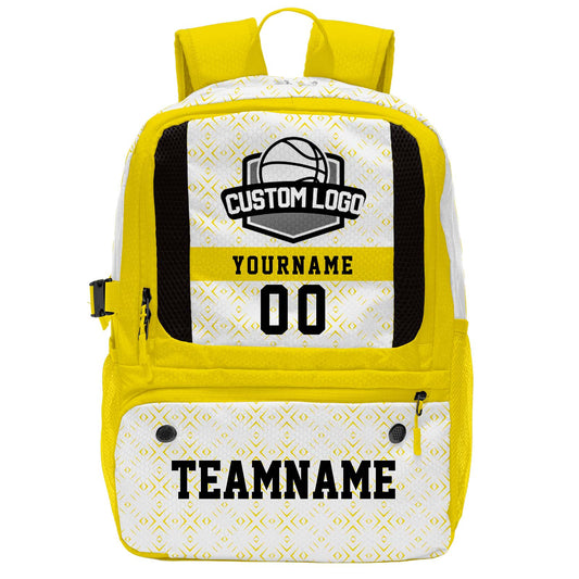 Custom Yellow Basketball Soccer Backpack Personalized Player Names - Numbers & Team Logo #150-BP-0914-0033