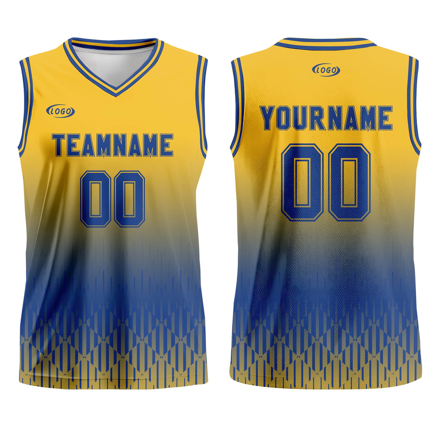 Custom Yellow Blue Gradient Basketball Jersey Uniform Suit Printed Your Logo Name Number