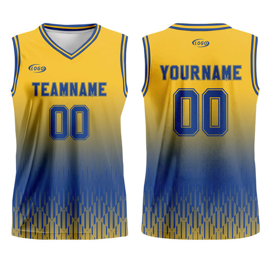 Custom Yellow Blue Gradient Basketball Jersey Uniform Suit Printed Your Logo Name Number
