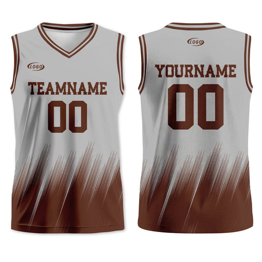 Custom Grey Brown Basketball Jersey Uniform Suit Printed Your Logo Name Number