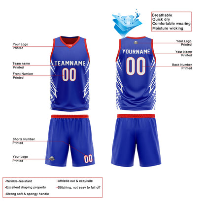 Custom Royal Blue Red Reversible Basketball Jersey Uniform Suit Printed Your Logo Name Number
