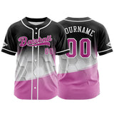 Custom Black Pink Button Down Baseball Jersey for Men Women Adult Youth Print Name Number Logo