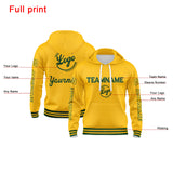 Custom Green Yellow  Hoodie Personalized Mens Pullover Hoodie Printed Team Name Number Logo for Women